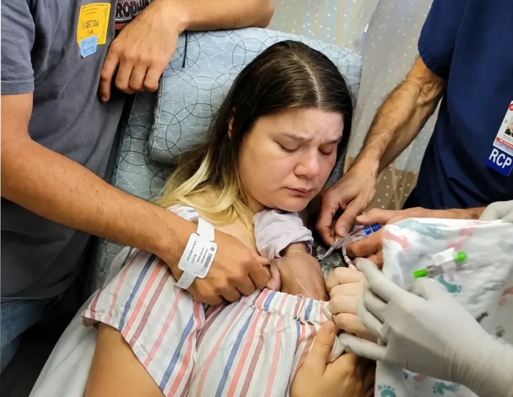 Hannah holding baby