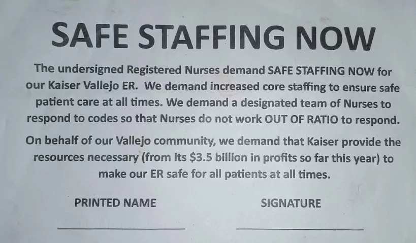 Kaiser ER Petition For Staffing