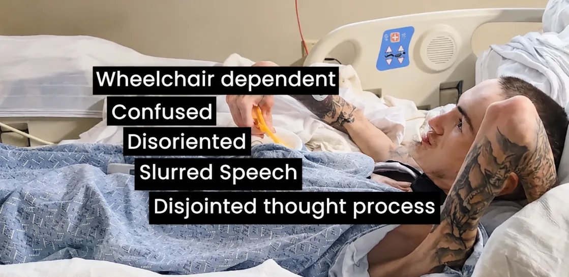 Kaelen Lachica in a hospital bed during his hospitalization